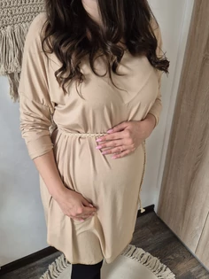 Kismama hosszú ujjú tunika - bézs