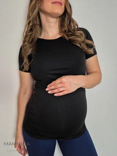 Kismama basic szoptatós rövid ujjú felső - fekete