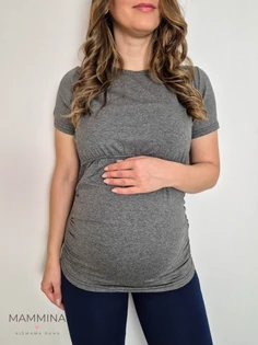 Kismama basic szoptatós rövid ujjú felső - szürke 