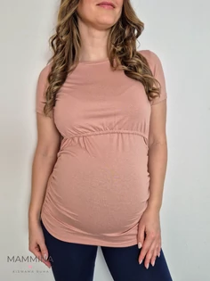 Kismama basic szoptatós rövid ujjú felső - púderrózsaszín Kismama basic szoptatós rövid ujjú felső - púderrózsaszín