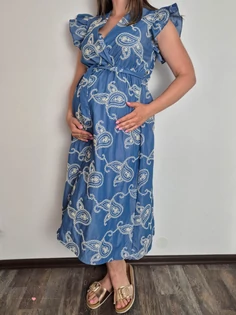 Kismama és szoptatós ruha - hímzett farmer