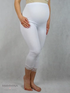 Kismama leggings csipkével - fehér