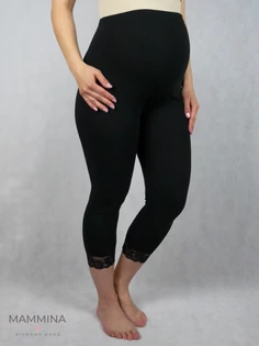 Kismama leggings csipkével - fekete - L méret -