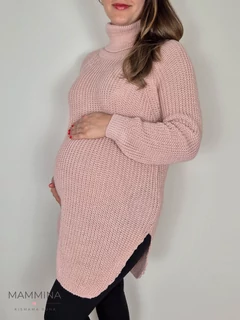 Garbós nyakú kötött tunika - púder csillám Garbós nyakú kötött tunika - púder csillám