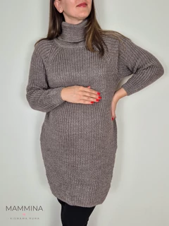 Garbós nyakú kötött tunika - hamvas barna csillám Garbós nyakú kötött tunika - hamvas barna csillám