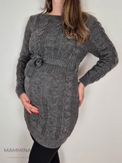 Fonott kismama tunika övvel - sötétszürke Fonott kismama tunika övvel - sötétszürke