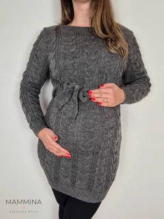 Fonott kismama tunika övvel - sötétszürke Fonott kismama tunika övvel - sötétszürke