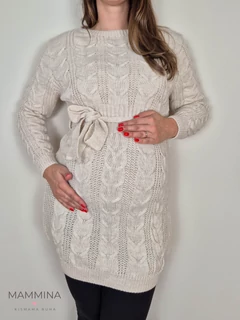 Fonott kismama tunika övvel - világosbézs Fonott kismama tunika övvel - világosbézs