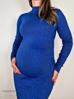 Kismama kötött ruha - kék csillám Kismama kötött ruha - kék csillám