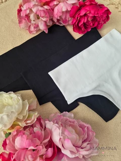Magas derekú tanga csomag - fekete, fehér - 3 db