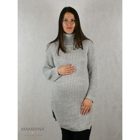 Garbós nyakú kötött tunika - világosszürke