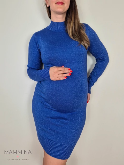Kismama kötött ruha - kék csillám Kismama kötött ruha - kék csillám